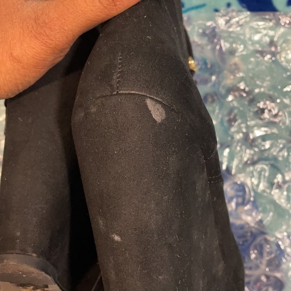 Black & Gold Forever 21 Wedged Booties - Picture 6 of 7